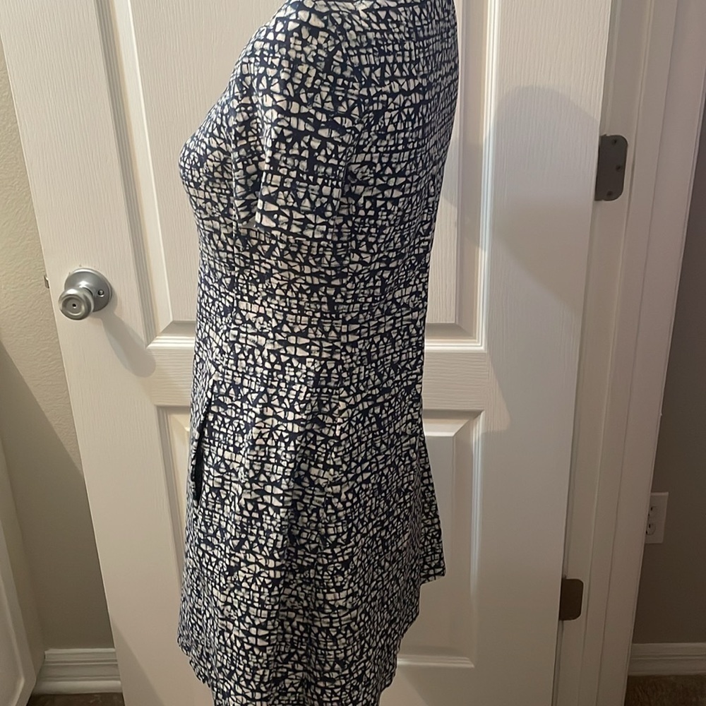 EUC Tory Burch Womens Geometric Print ZIP Front Ponte Dress Blue Size Xsmall - Picture 9 of 13